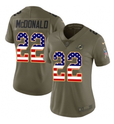 Women's Nike Miami Dolphins #22 T.J. McDonald Limited Olive/USA Flag 2017 Salute to Service NFL Jersey