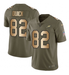 Men's Nike Philadelphia Eagles #82 Mike Quick Limited Olive/Gold 2017 Salute to Service NFL Jersey