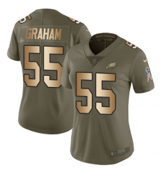 Women's Nike Philadelphia Eagles #55 Brandon Graham Limited Olive/Gold 2017 Salute to Service NFL Jersey