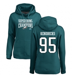 Women's Nike Philadelphia Eagles #95 Mychal Kendricks Green Super Bowl LII Champions Pullover Hoodie