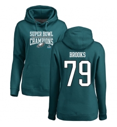 Women's Nike Philadelphia Eagles #79 Brandon Brooks Green Super Bowl LII Champions Pullover Hoodie