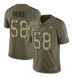 Men's Nike Philadelphia Eagles #58 Jordan Hicks Limited Olive/Camo 2017 Salute to Service NFL Jersey