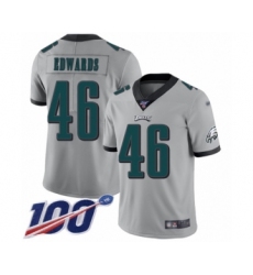 Youth Philadelphia Eagles #46 Herman Edwards Limited Silver Inverted Legend 100th Season Football Jersey