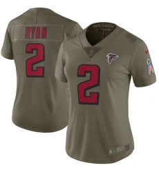 Women's Nike Atlanta Falcons #2 Matt Ryan Limited Olive 2017 Salute to Service NFL Jersey