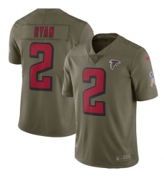 Youth Nike Atlanta Falcons #2 Matt Ryan Limited Olive 2017 Salute to Service NFL Jersey