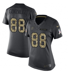 Women's Nike Atlanta Falcons #88 Tony Gonzalez Limited Black 2016 Salute to Service NFL Jersey