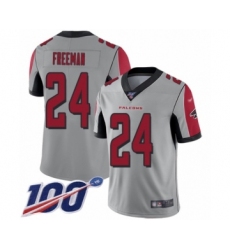 Men's Atlanta Falcons #24 Devonta Freeman Limited Silver Inverted Legend 100th Season Football Jersey