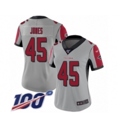 Women's Atlanta Falcons #45 Deion Jones Limited Silver Inverted Legend 100th Season Football Jersey