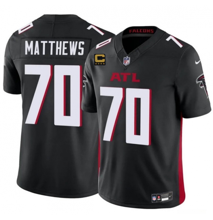 Men's Atlanta Falcons #70 Jake Matthews Black 2025 F.U.S.E With 4-Star C Vapor Untouchable Limited Football Stitched Jersey