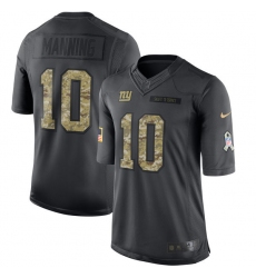 Men's Nike New York Giants #10 Eli Manning Limited Black 2016 Salute to Service NFL Jersey