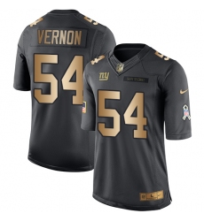 Youth Nike New York Giants #54 Olivier Vernon Limited Black/Gold Salute to Service NFL Jersey
