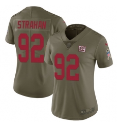Women's Nike New York Giants #92 Michael Strahan Limited Olive 2017 Salute to Service NFL Jersey