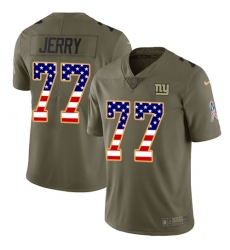 Men's Nike New York Giants #77 John Jerry Limited Olive/USA Flag 2017 Salute to Service NFL Jersey