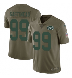 Men's Nike New York Jets #99 Mark Gastineau Limited Olive 2017 Salute to Service NFL Jersey