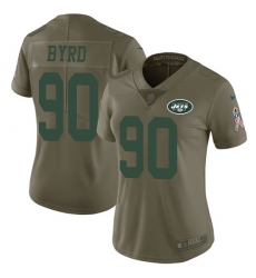 Women's Nike New York Jets #90 Dennis Byrd Limited Olive 2017 Salute to Service NFL Jersey