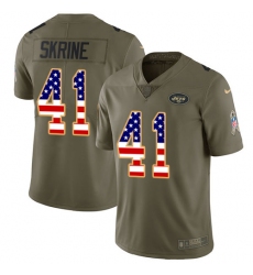 Men's Nike New York Jets #41 Buster Skrine Limited Olive/USA Flag 2017 Salute to Service NFL Jersey