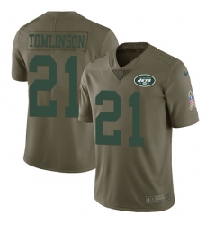 Youth Nike New York Jets #21 LaDainian Tomlinson Limited Olive 2017 Salute to Service NFL Jersey