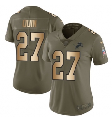 Women's Nike Detroit Lions #27 Glover Quin Limited Olive/Gold Salute to Service NFL Jersey
