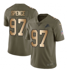 Men's Nike Detroit Lions #97 Akeem Spence Limited Olive/Gold Salute to Service NFL Jersey