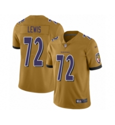 Men's Baltimore Ravens #72 Alex Lewis Limited Gold Inverted Legend Football Jersey