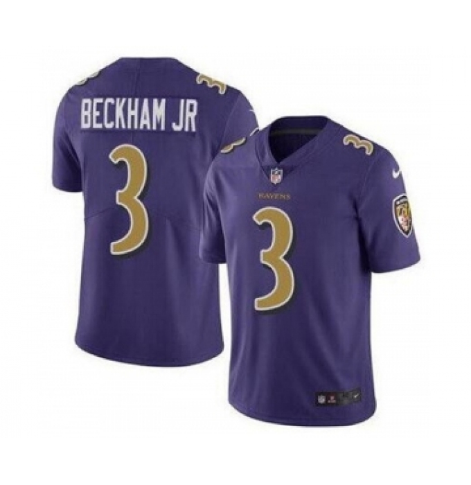 Nike Baltimore Ravens #3 Odell Beckham Jr Purple Color Rush Limited Jersey