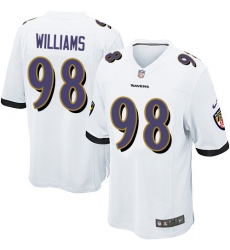 Men's Nike Baltimore Ravens #98 Brandon Williams Game White NFL Jersey