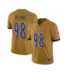 Women's Baltimore Ravens #98 Brandon Williams Limited Gold Inverted Legend Football Jersey