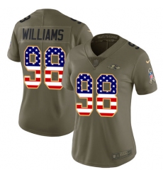 Women's Nike Baltimore Ravens #98 Brandon Williams Limited Olive/USA Flag Salute to Service NFL Jersey