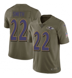 Men's Nike Baltimore Ravens #22 Jimmy Smith Limited Olive 2017 Salute to Service NFL Jersey