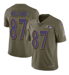 Youth Nike Baltimore Ravens #87 Maxx Williams Limited Olive 2017 Salute to Service NFL Jersey