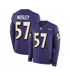 Youth Nike Baltimore Ravens #57 C.J. Mosley Limited Purple Therma Long Sleeve NFL Jersey