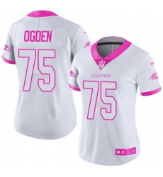 Women's Nike Baltimore Ravens #75 Jonathan Ogden Limited White/Pink Rush Fashion NFL Jersey