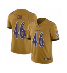 Men's Baltimore Ravens #46 Morgan Cox Limited Gold Inverted Legend Football Jersey