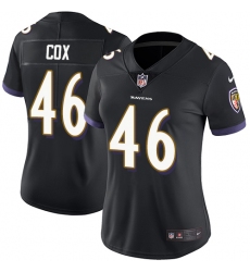 Women's Nike Baltimore Ravens #46 Morgan Cox Black Alternate Vapor Untouchable Limited Player NFL Jersey