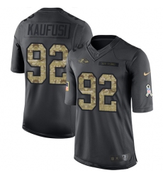 Youth Nike Baltimore Ravens #92 Bronson Kaufusi Limited Black 2016 Salute to Service NFL Jersey
