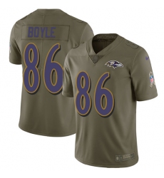 Men's Nike Baltimore Ravens #86 Nick Boyle Limited Olive 2017 Salute to Service NFL Jersey
