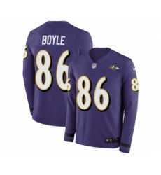 Men's Nike Baltimore Ravens #86 Nick Boyle Limited Purple Therma Long Sleeve NFL Jersey