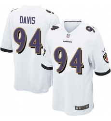 Men's Nike Baltimore Ravens #94 Carl Davis Game White NFL Jersey