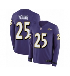 Youth Nike Baltimore Ravens #25 Tavon Young Limited Purple Therma Long Sleeve NFL Jersey