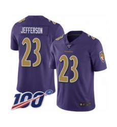 Men's Baltimore Ravens #23 Tony Jefferson Limited Purple Rush Vapor Untouchable 100th Season Football Jersey