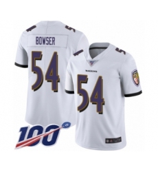 Men's Baltimore Ravens #54 Tyus Bowser White Vapor Untouchable Limited Player 100th Season Football Jersey