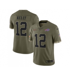 Men's Buffalo Bills #12 Jim Kelly 2022 Olive Salute To Service Limited Stitched Jersey