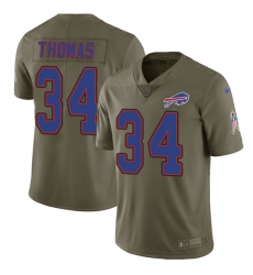 Youth Nike Buffalo Bills #34 Thurman Thomas Limited Olive 2017 Salute to Service NFL Jersey
