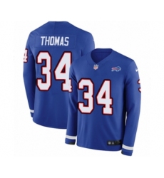 Youth Nike Buffalo Bills #34 Thurman Thomas Limited Royal Blue Therma Long Sleeve NFL Jersey