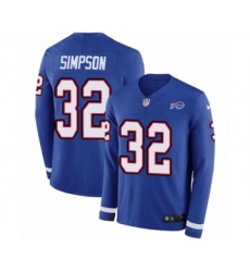 Men's Nike Buffalo Bills #32 O. J. Simpson Limited Royal Blue Therma Long Sleeve NFL Jersey