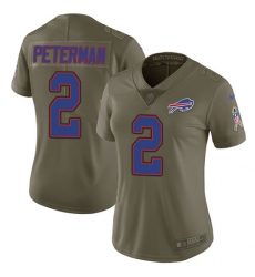Women's Nike Buffalo Bills #2 Nathan Peterman Limited Olive 2017 Salute to Service NFL Jersey