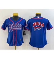 Women's Buffalo Bills Royal Team Big Logo With Patch Cool Base Stitched Baseball Jersey