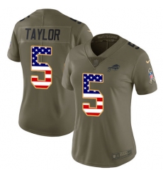 Women's Nike Buffalo Bills #5 Tyrod Taylor Limited Olive/USA Flag 2017 Salute to Service NFL Jersey