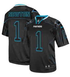 Men's Nike Carolina Panthers #1 Cam Newton Elite Lights Out Black NFL Jersey