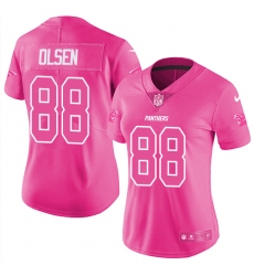 Women's Nike Carolina Panthers #88 Greg Olsen Limited Pink Rush Fashion NFL Jersey